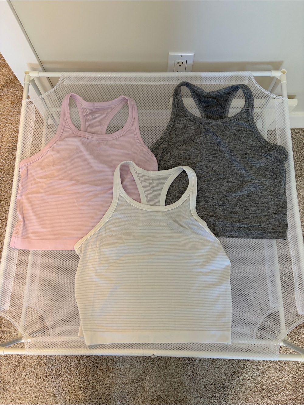 Lululemon Swiftly Tech Cropped Racerback Tank Set - Pink, Gray, White